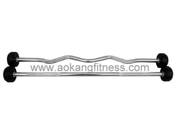 Fixed Straight / Curl Rubber Barbell